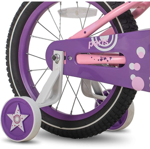 Vélo JOYSTAR Paris de 18&nbsp;po pour filles pour tout-petits et enfants de 3-8 ans, vélo pour enfants avec roues d'entraînement, siège et panier