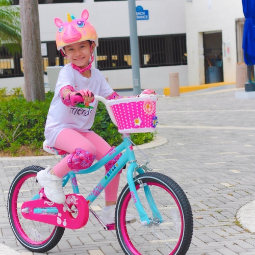 Vélo JOYSTAR Paris de 14&nbsp;po pour filles pour tout-petits et enfants de 3-8 ans, vélo pour enfants avec roues d'entraînement, siège et panier