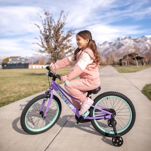 JOYSTAR NEO 20 Inch Kids Bike for Ages 6-10 Years Old Boys & Girls, 20 Inch Wheels Kids Mountain Bike with Training Wheels & Handbrake, Purple