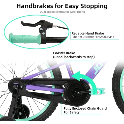 JOYSTAR NEO 20 Inch Kids Bike for Ages 6-10 Years Old Boys & Girls, 20 Inch Wheels Kids Mountain Bike with Training Wheels & Handbrake, Purple
