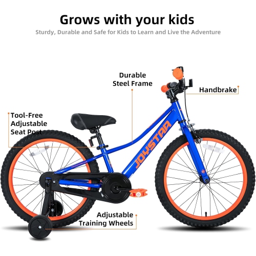 JOYSTAR NEO 20 Inch Kids Bike for Ages 6-10 Years Old Boys & Girls, 20 Inch Wheels Kids Mountain Bike with Training Wheels & Handbrake, Blue