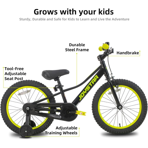 JOYSTAR NEO 20 Inch Kids Bike for Ages 6-10 Years Old Boys & Girls, 20 Inch Wheels Kids Mountain Bike with Training Wheels & Handbrake, Black