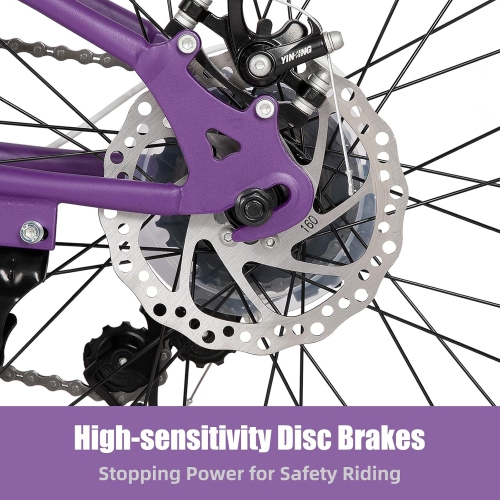 JOYSTAR 20 Inch Mountain Bike for Kids Ages 7-12 Year Old, 7 Speed Shimano Drivetrain, Disc Brakes, Fat Tire Kids Bicycles for Boys Girls Purple