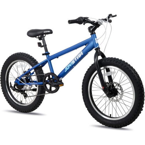 JOYSTAR 20 Inch Mountain Bike for Kids Ages 7-12 Year Old, 7 Speed Shimano Drivetrain, Disc Brakes, Fat Tire Kids Bicycles for Boys Girls Blue