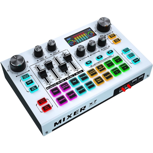 Streaming Audio Mixer, Podcast Audio Mixer Interface, 48V Voice Converter Soundboard, Studio Universal XLR for Mobile Phone PC Streaming Podcast