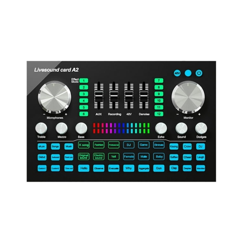 Universal sound card, 3.5mm jack, 12 effects, 2 channels, stereo mixer, 1800mAh battery capacity Live sound card