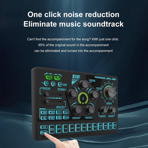 Live Sound Card, USB Mixer, Professional Audio Mixing Console, Amplifier for Live Concerts, PC, Laptop, Phone