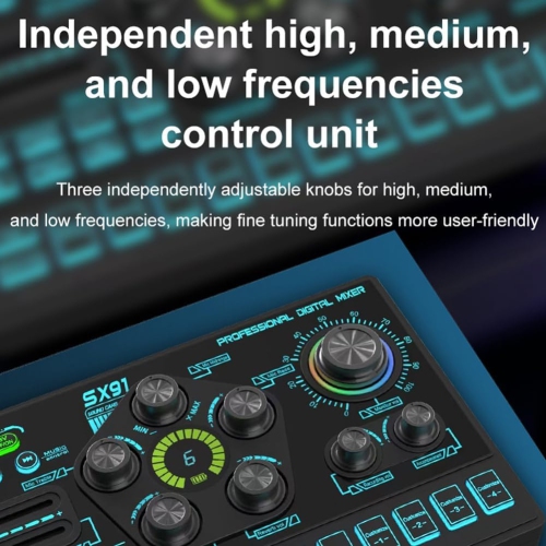 Live Sound Card, USB Mixer, Professional Audio Mixing Console, Amplifier for Live Concerts, PC, Laptop, Phone