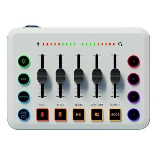 48v Live Sound Card Audio Mixer Power Supply Voice Converter with RGB Light