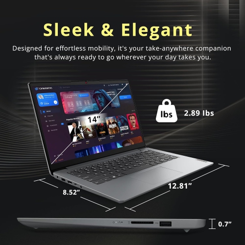 Lenovo IdeaPad 1 14" HD Laptop, Intel Celeron N4500, 1.38TB Storage, 8GB RAM, Intel UHD Graphics, 1 Year Office 365, Win 11 Pro, Grey