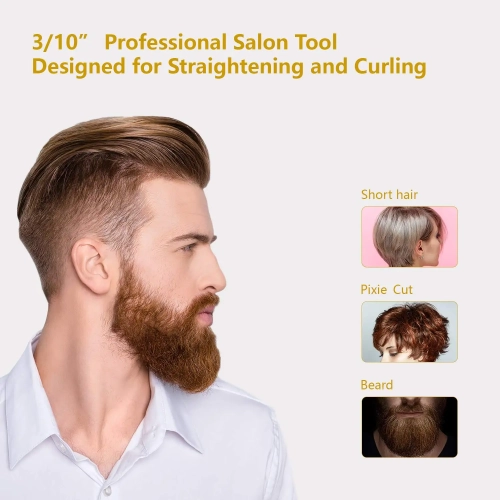 Hair Straightener, 0.3"Pencil Flat Iron, Salon Tool for Short Hair, Fast Heat-Up, Small Flat Iron for Short Hair/Pixie Cut/Bangs/Edges