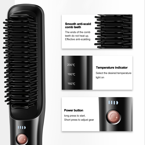 Brosse lissante sans fil - Brosse à cheveux portative pour le voyage - Fer à friser en céramique anti-scalant à chauffage rapide,Retouche sur le