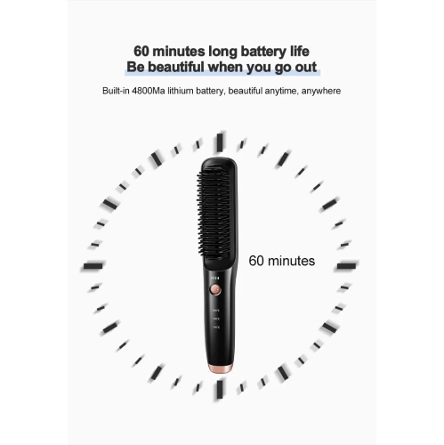 Brosse lissante sans fil - Brosse à cheveux portative pour le voyage - Fer à friser en céramique anti-scalant à chauffage rapide,Retouche sur le