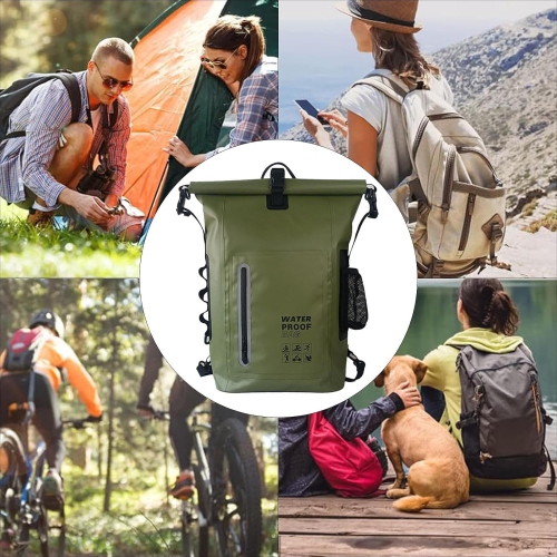 Sac à dos de rangement sec, sac à dos étanche, sac d'aventure de voyage extérieur, 25 L de grande capacité, idéal pour le camping extérieur -