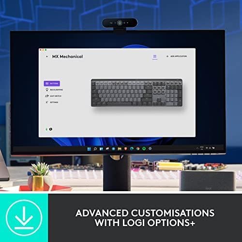 Refurbished - Logitech MX Mechanical Wireless Illuminated Performance Keyboard, Tactile Quiet Switches, Backlit Keys, macOS, Windows, Linux, iOS,