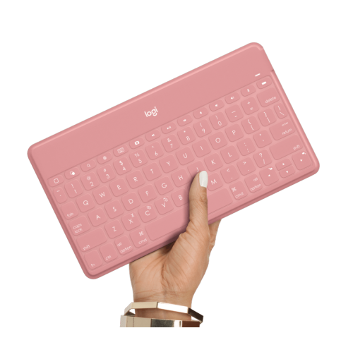 Refurbished - Logitech Keys-To-Go Super-Slim and Super-Light Bluetooth Keyboard for iPhone, iPad, Mac, and Apple TV, iPad Air 5th gen (2022) - Blush
