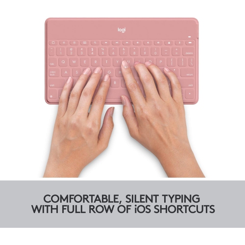 Refurbished - Logitech Keys-To-Go Super-Slim and Super-Light Bluetooth Keyboard for iPhone, iPad, Mac, and Apple TV, iPad Air 5th gen (2022) - Blush