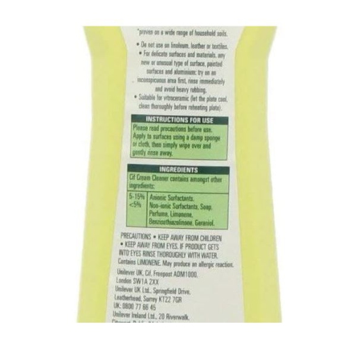 Cif, Lemon Scented Cream Cleaner 750ml, Yellow