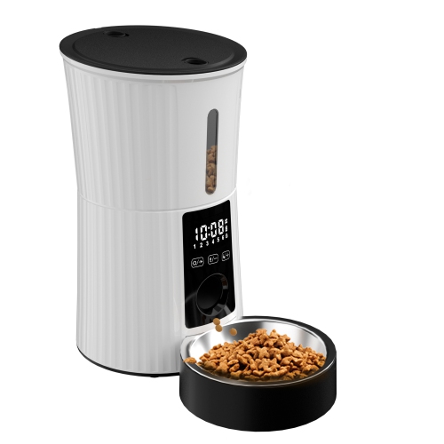 PATPET Timed Automatic Cat Feeders--4L Programable Dry Food Dispenser for Cats and Small Medium Dogs 6 Meals with Desiccant Bag Dual Power supply 10S