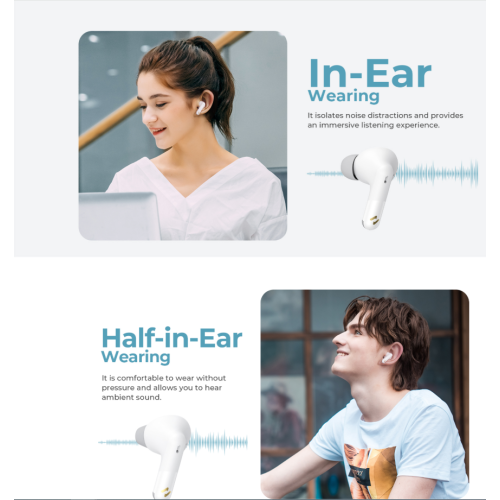 Havit Life 01T TW982 True Wireless Stereo Bluetooth V5.4 Dual Wearing Modes, AI Call Noise Cancellation Earbuds In-ear Headphone_Black