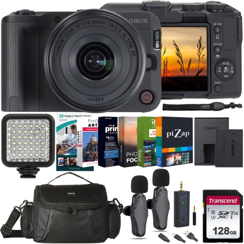 Ensemble appareil photo sans miroir EOS 50&nbsp;V 24.2&nbsp;Mpx de Canon avec objectif RF-S 14-30&nbsp;mm pour baladoémissions vidéo