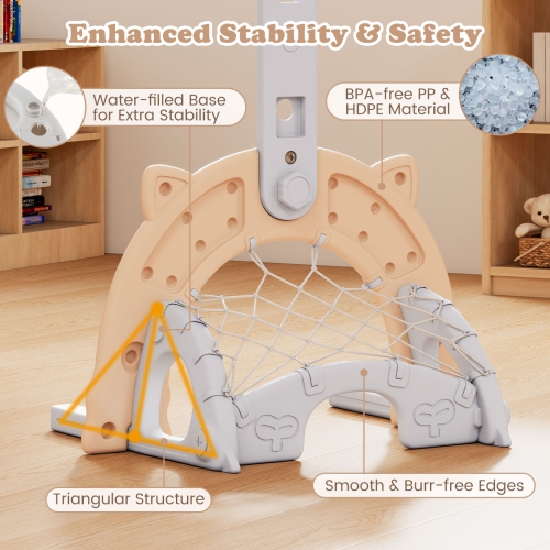 Gymax 3 in 1 Kids Basketball Hoop w/ Basketball Soccer & Golf Game Adjustable Height
