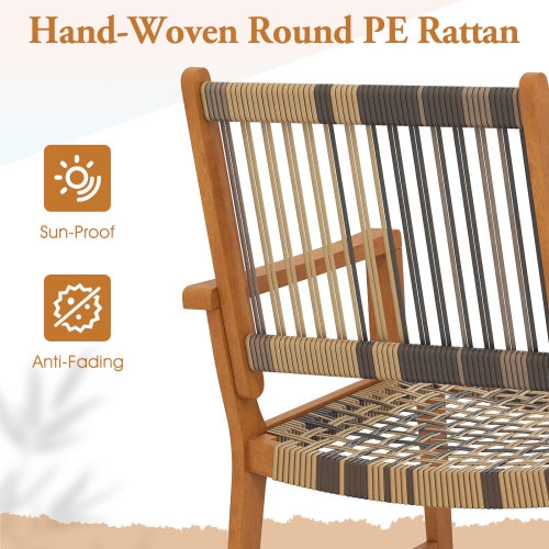 Gymax 3 Pieces Rocking Bistro Set PE Rattan Front Porch Chairs w/ Coffee Table