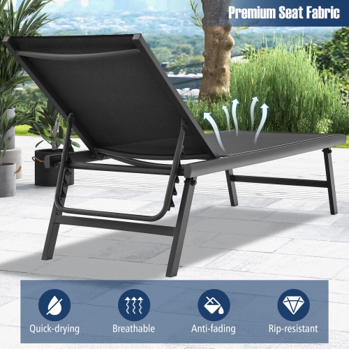 Gymax 3pcs Patio Chaise Lounge Set Aluminum Recliner Chair Table Outdoor