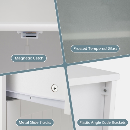 Gymax Bathroom Floor Storage Cabinet Freestanding Cupboard Pantry w/ 2 Drawers