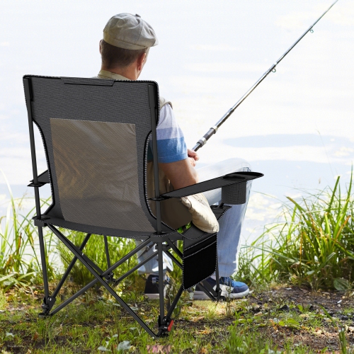 Gymax Camping Lounge Chair w/Detachable Footrest 4-position Backrest Carrying Bag