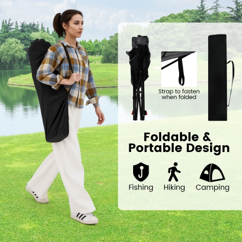 Gymax Camping Lounge Chair w/Detachable Footrest 4-position Backrest Carrying Bag