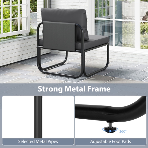 Gymax Patio Chairs Set of 4 w/ Removable Cushions Heavy Duty Metal Frame Poolside