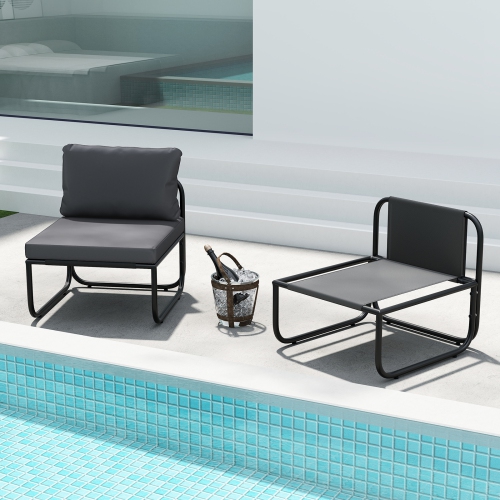 Gymax Patio Chairs Set of 4 w/ Removable Cushions Heavy Duty Metal Frame Poolside