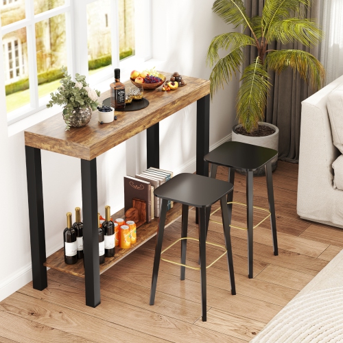 Gymax 2-Tier Home Bar Table w/ Open Shelves Sofa Side Table w/ Storage for Home