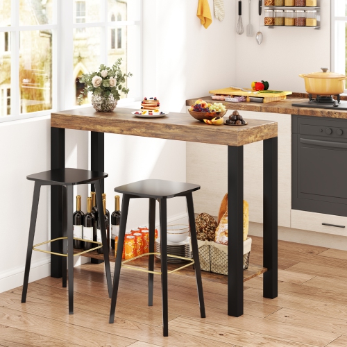 Gymax 2-Tier Home Bar Table w/ Open Shelves Sofa Side Table w/ Storage for Home