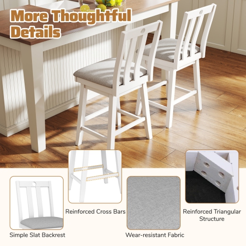 Gymax 25'' Swivel Counter Height Chairs Set of 4 w / Upholstered Seat Rubber Wood Frame