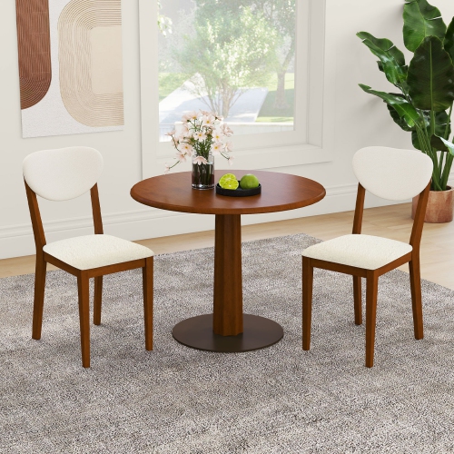 Gymax Sherpa Dining Chairs Set of 4 w/Rubber Wood Legs Padded Seat & Backrest