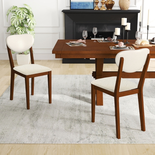 Gymax Sherpa Dining Chairs Set of 4 w/Rubber Wood Legs Padded Seat & Backrest
