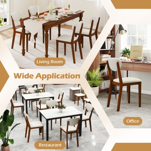 Gymax Sherpa Dining Chairs Set of 4 w/Rubber Wood Legs Padded Seat & Backrest