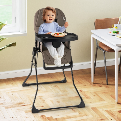 Gymax Foldable High Chair Easy Clean Compact Highchair w/ Removable Adjustable Tray