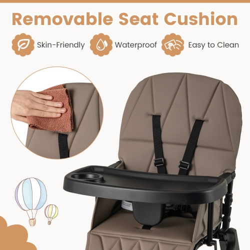 Gymax Foldable High Chair Easy Clean Compact Highchair w/ Removable Adjustable Tray