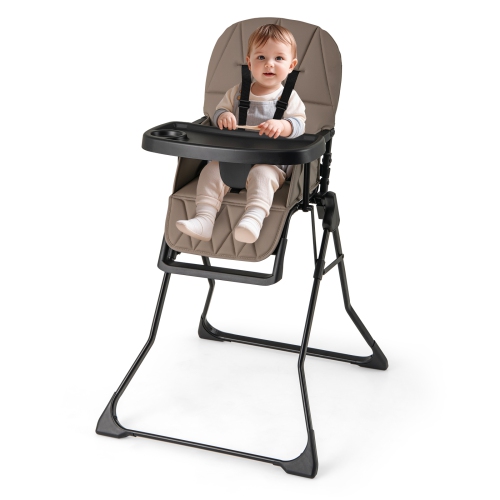 Gymax Foldable High Chair Easy Clean Compact Highchair w/ Removable Adjustable Tray