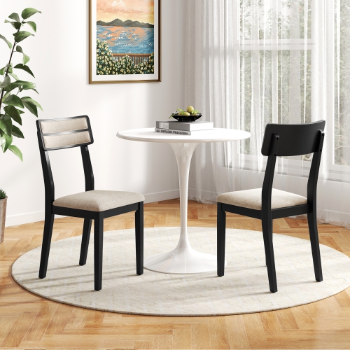 Gymax Modern Dining Chairs Set of 4 w/Tilt Backrest Rubber Wood Legs Soft Padded Seat