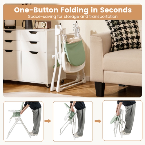 Gymax Foldable High Chair Easy Clean Compact Highchair w/ Removable Adjustable Tray