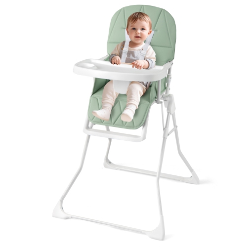 Gymax Foldable High Chair Easy Clean Compact Highchair w/ Removable Adjustable Tray