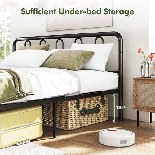 Gymax King Size Metal Bed Frame Headboard Footboard Platform Mattress Foundation