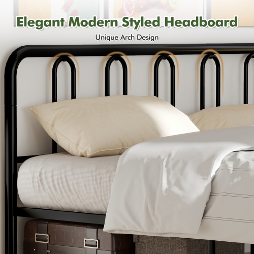 Gymax King Size Metal Bed Frame Headboard Footboard Platform Mattress Foundation