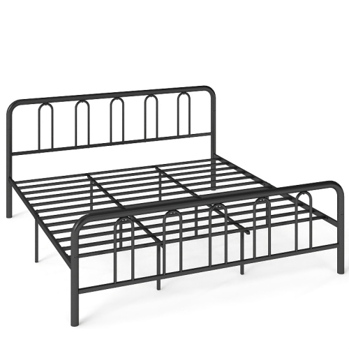 Gymax King Size Metal Bed Frame Headboard Footboard Platform Mattress Foundation