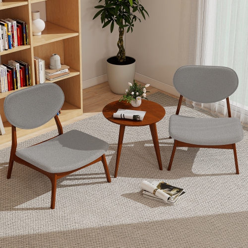 Gymax Accent Chairs Set of 2 w/ Side Table Living Room Chairs w/ Solid Wood Frame