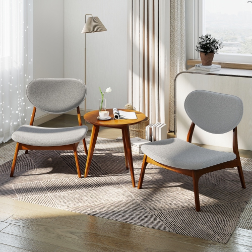 Gymax Accent Chairs Set of 2 w/ Side Table Living Room Chairs w/ Solid Wood Frame